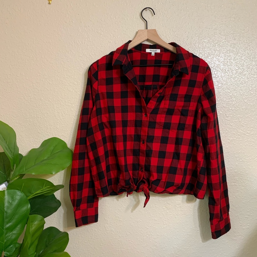 Madewell | red plaid shirt - Picture 3 of 10